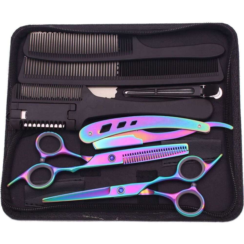 6.0'' Professional Hair Scissors Cutting Shears Thinning Hairdressing Haircut Razors Comb Set Salon Barber & Home Dropshipping H260303