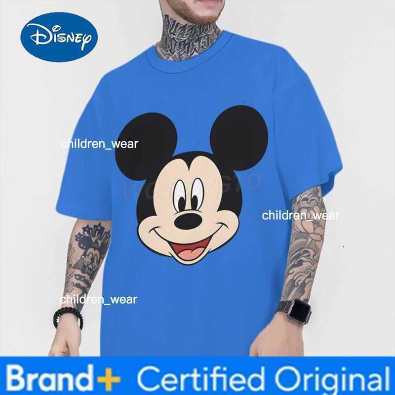 Disney Fun Mickey Mouse Minnie Couple Cotton T-shirts Classic Character Casual Short Sleeve Mickey Pattern Men Women Daily Wear Gifts H260304