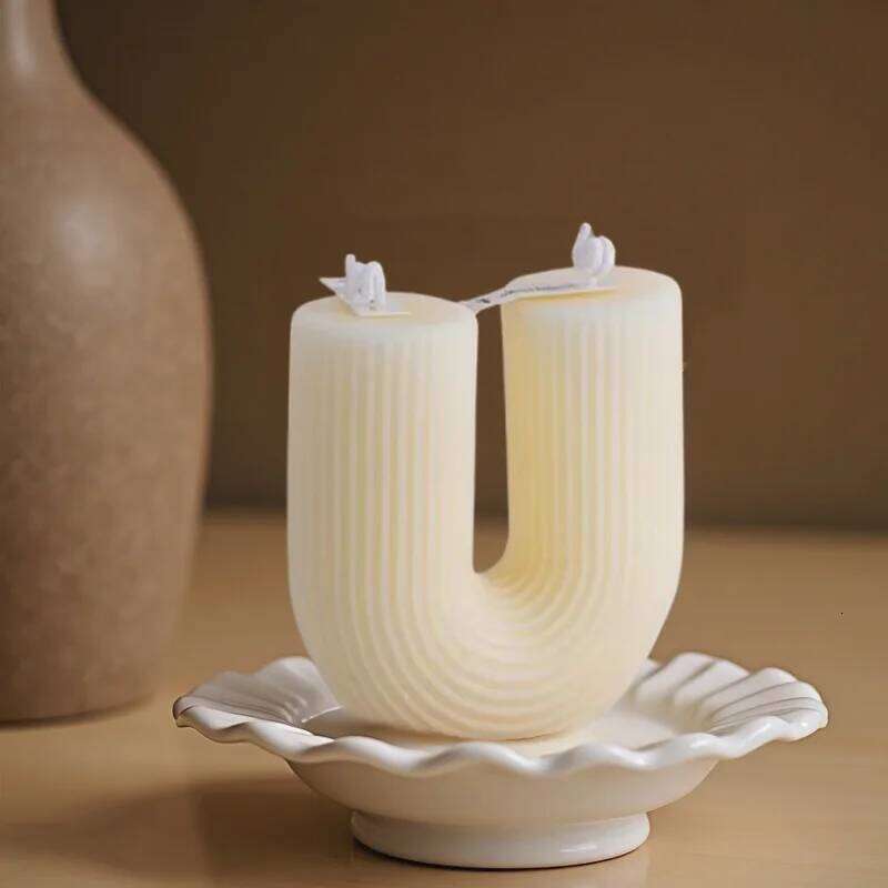 U-shaped Candle Scented Aesthetic Decorative Ribbed Home Personalized Smokeless Candles Gift Set for Guests W260304