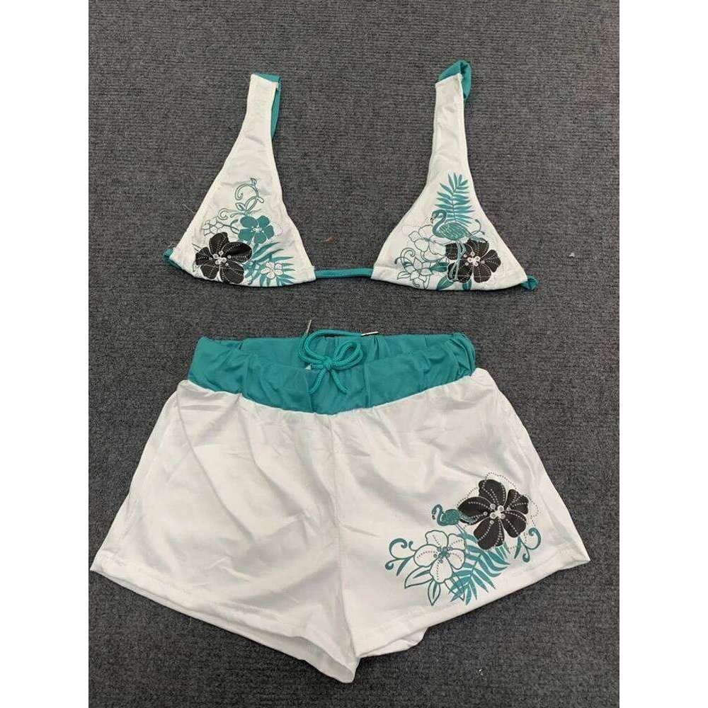 Summer Beach Ins Fashion Hot Sexy Ladies Split Two Piece Bikini Beautiful Vintage Contrast Flower Print Suspender Bra Shorts Set Y260303