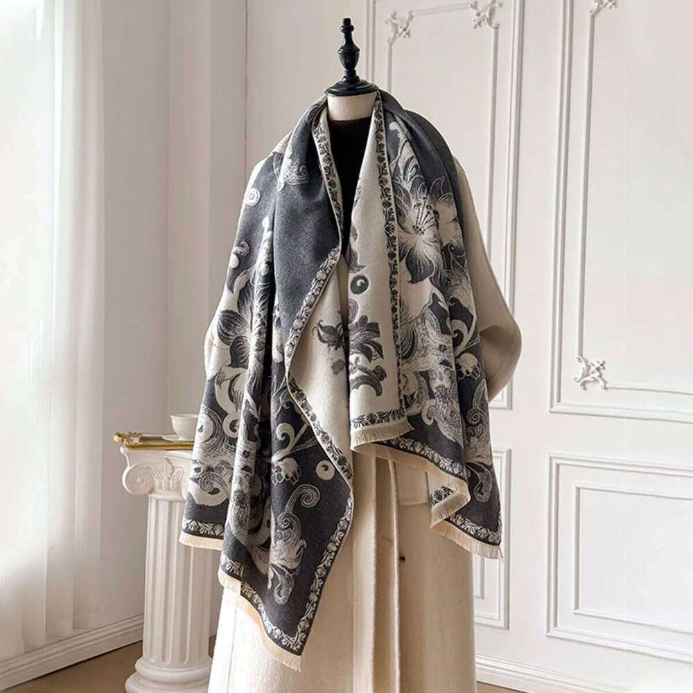 2025 Women Fashion Brand Lotus Scarf Luxury Autumn Winter Warm Shawls Print Pashmina Mujer Femme Foulard Bufanda Scarve XJ260304