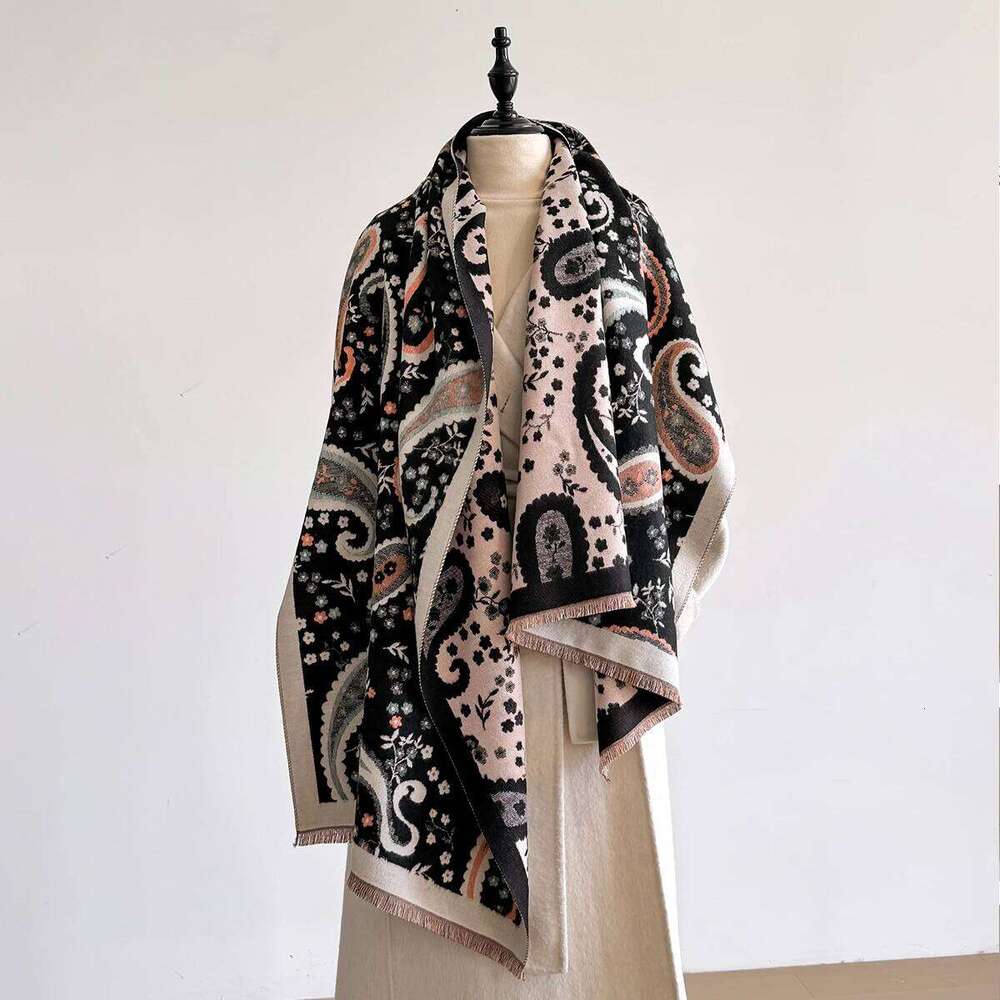 Women Cashmere Winter Paisley Patterned Thick Warm Blanket Scarf Cashew Flower Scarves Fashionable and Luxurious XJ260304