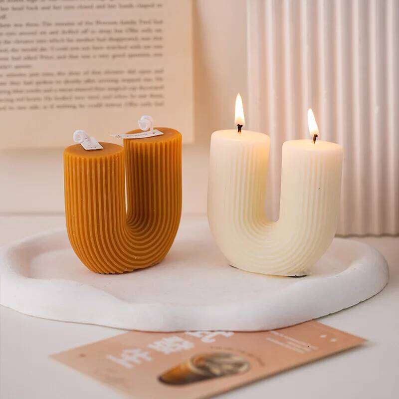 U-shaped Candle Scented Aesthetic Decorative Ribbed Home Personalized Smokeless Candles Gift Set for Guests W260304