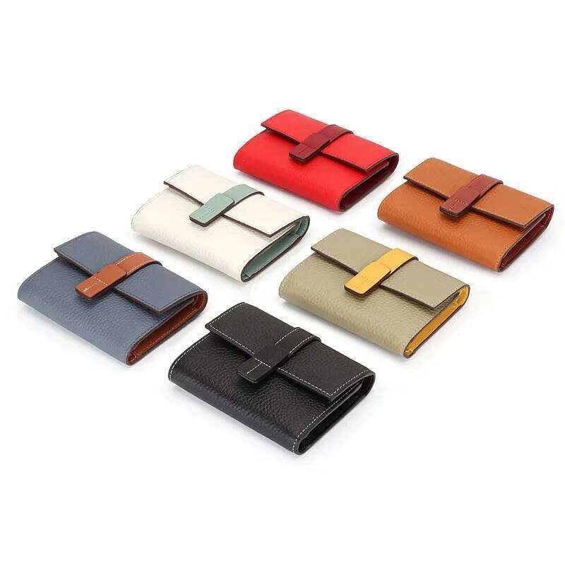 Women's Top Cowhide Luxury Brand Genuine Leather Wallet Coin 3 Fold Snaps Card Holder Designer Female Short Purse C260304