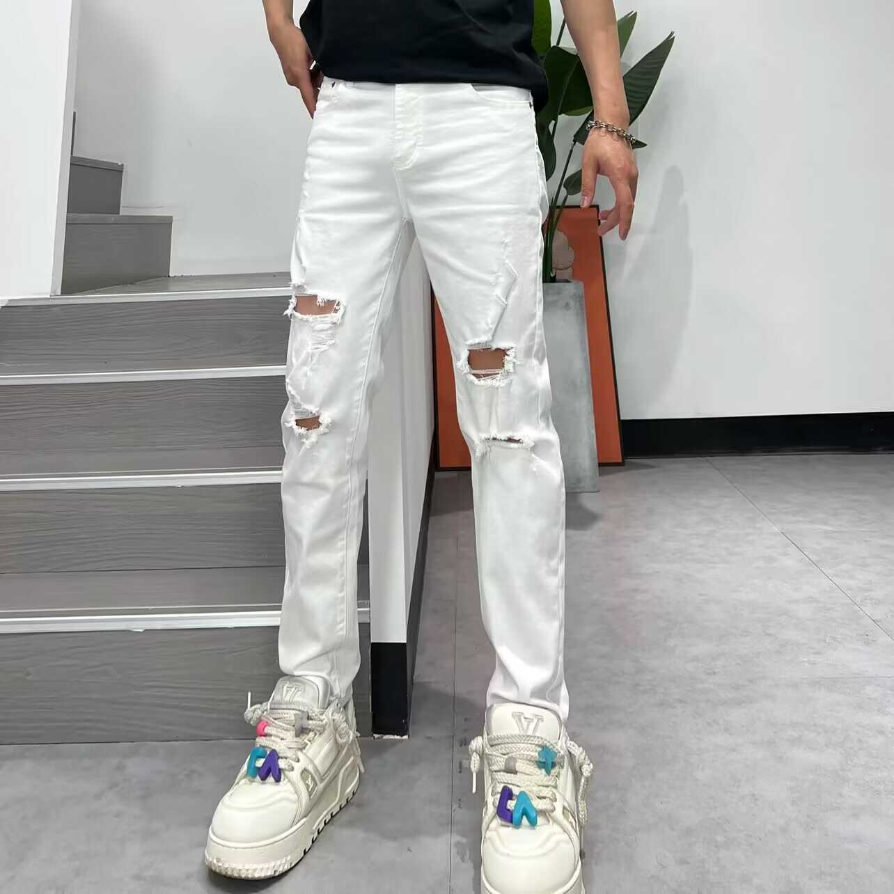 Designer Pants Summer New Jeans For Men Trendy Slim Fit Cropped Pants Korean Style Fashionable Versatile Long Pants