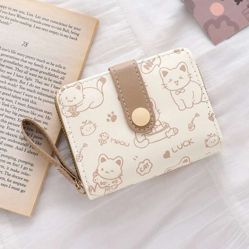 Cute Cat Wallets for Women Card Holder Small Purses with Zip Coin Pocket High Quality Square Hand Bags C260304