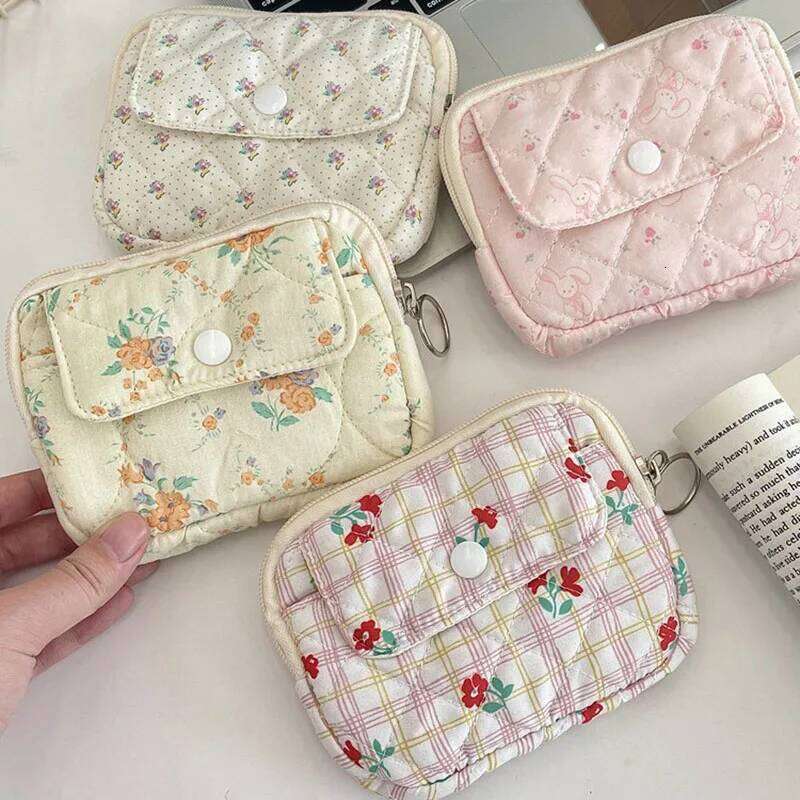 Women Nylon Coin Korean Style Zipper Pouch Mini Storage Bag Card Holder Soft Cute Zero Wallet Earphone Purse C260304