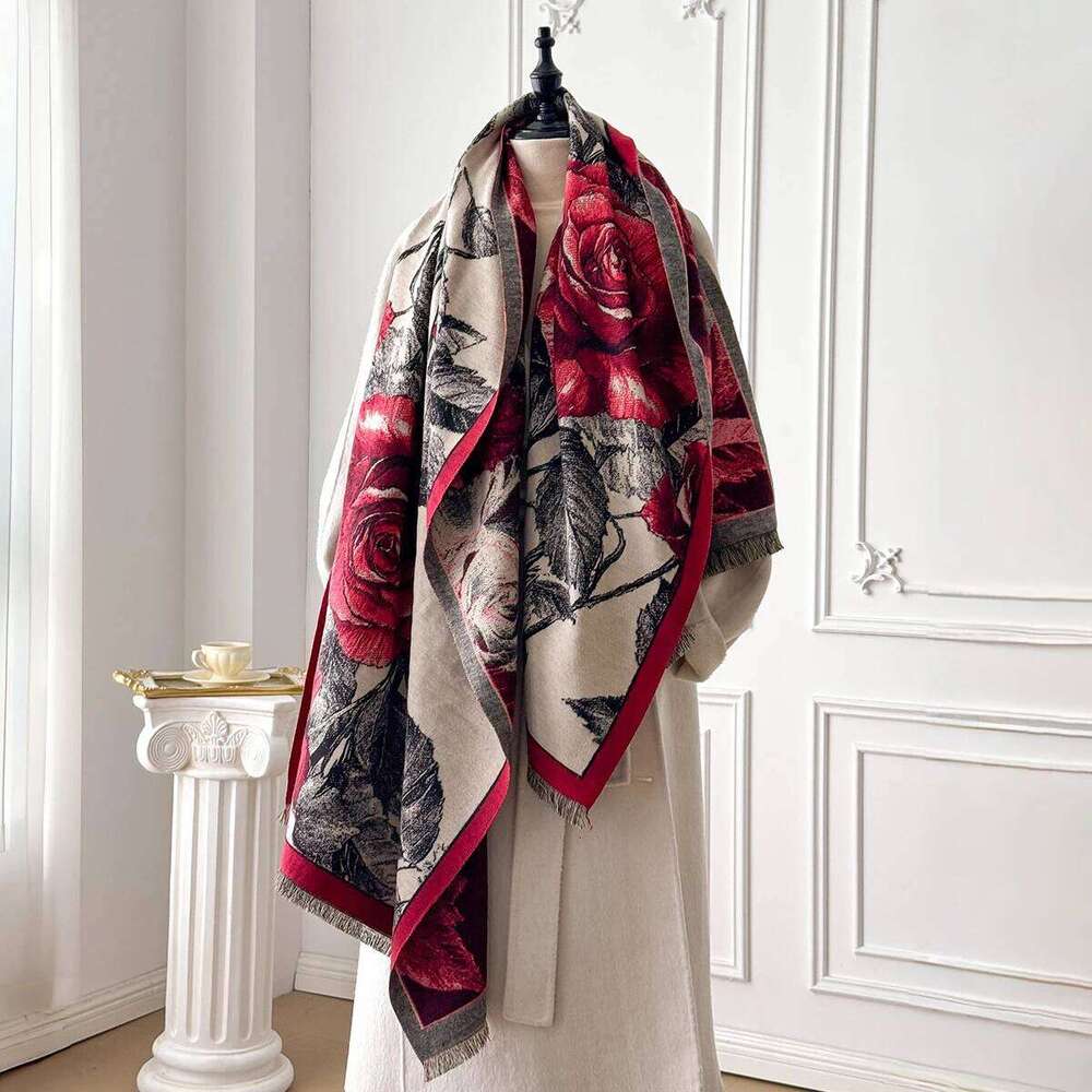 Women Winter Fashion Imitation Cashmere Scarf: Warm Luxury Pashmina Thick Shawl Wrap, Multi-Use Neckerchief Bufanda Echarpe Ponc XJ260304