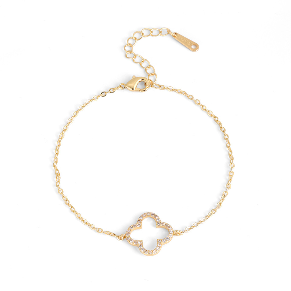 Four-leaf clover wholesale new model cross-border copper inlaid zircon jewelry niche high-end diamond-studded choker necklace for women - view 6