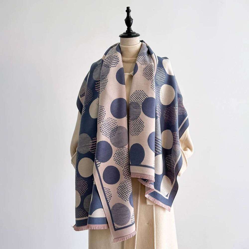 Luxury Designer Brand Polka Dot Print Winter Blanket Scarf Shawls for Women - Warm Faux Cashmere Pashmina, Large Wrap Long XJ260304