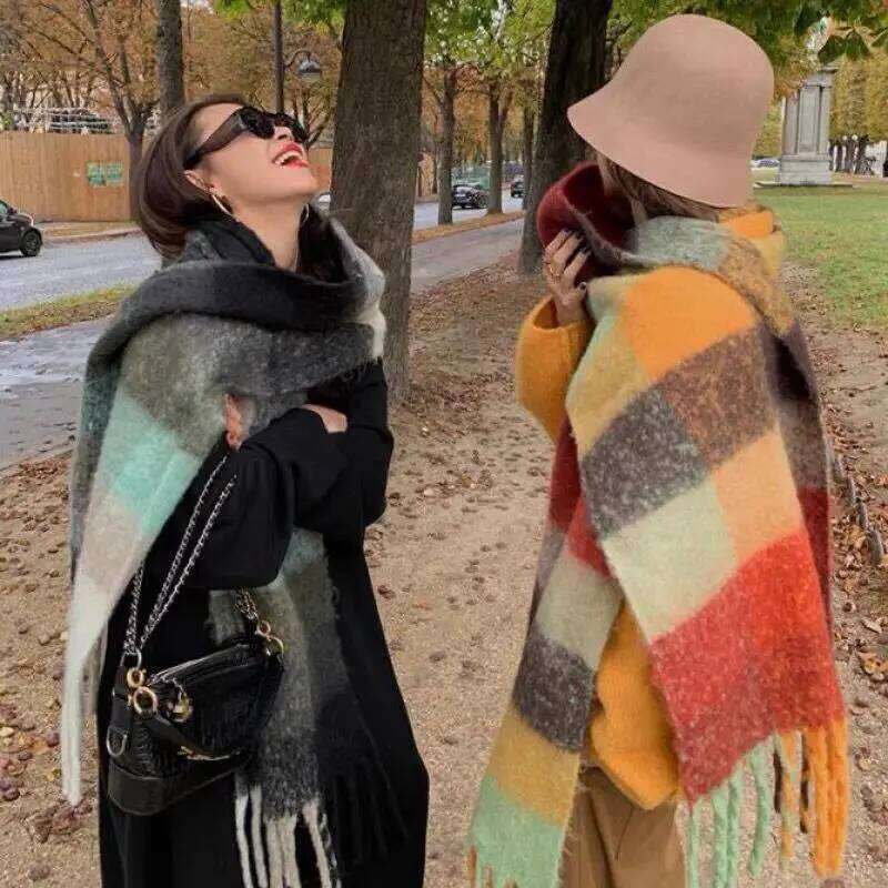 NEW Luxury Winter Thick Warm Scarf Women Cashmere Shawl and Wraps Pashmina Neckerchief Bufanda Female Long Tessel Echarpe 2023 XJ260304