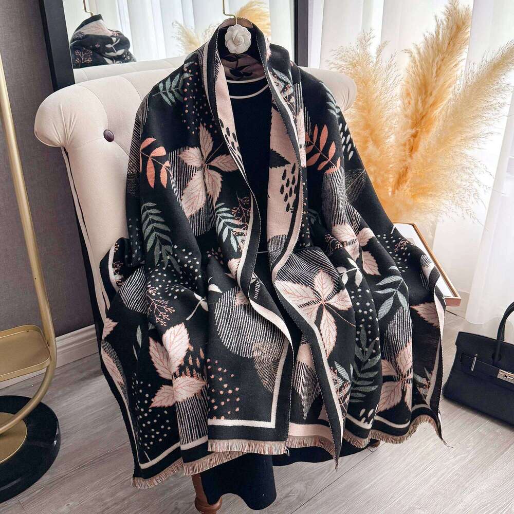 Women's Warm Faux Cashmere Scarf Autumn Winter New Jacquard Shawl Wrap Convertible Blanket Neck Protection Design XJ260304
