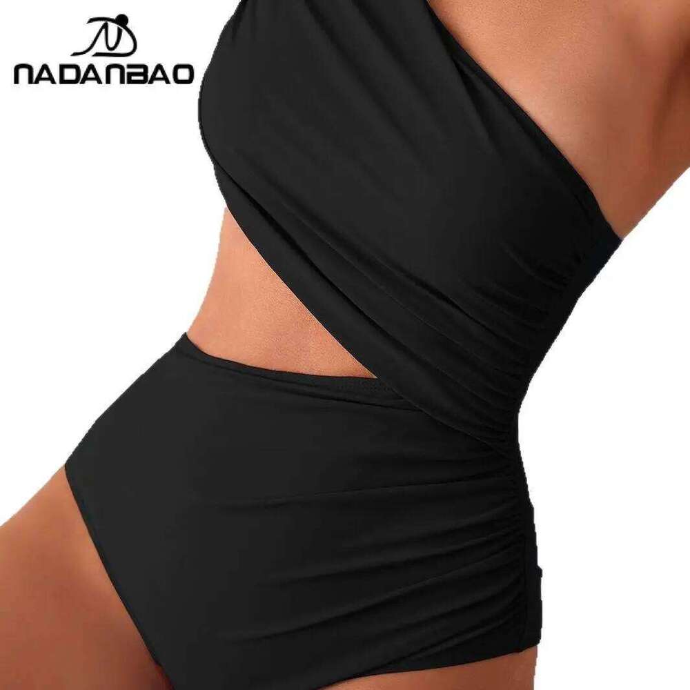 Nadanbao Sexy Solid One Shoulder Women High Waist Bikini Beach Casual Style Swimsuit Summer Women's Clothing Y260303