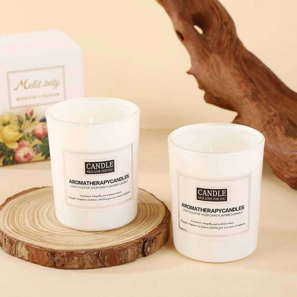 1pc Minimalist Matte White Glass Cup - Non-Toxic Scented Decor, Cozy Candle for Office Living Room Bedroom W260304