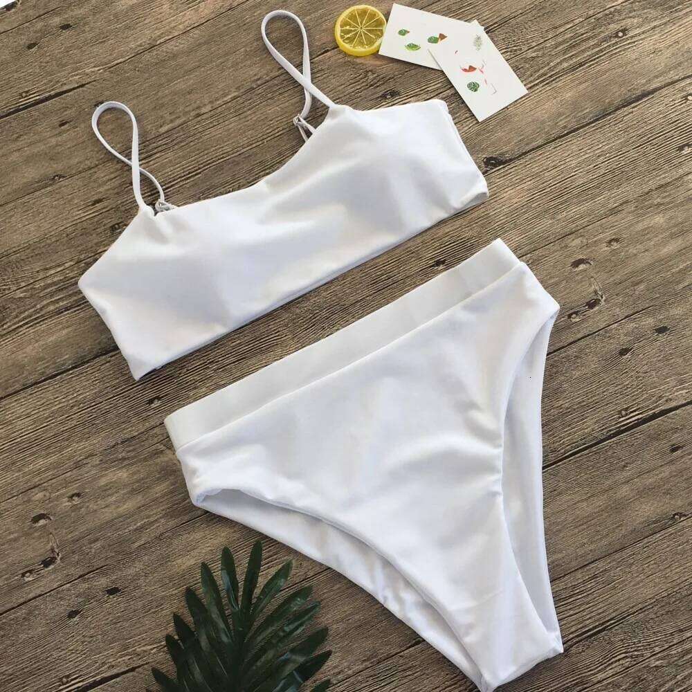 New 2024 Split Swimwear Solid Color Hollow Out Bikini Backless Beach Swimsuit Set For Woman Girl Y260303