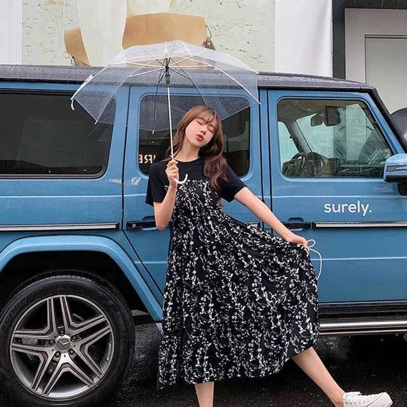 1pcs Women Dress Elegant Party Dresses Casual Dress Mid-Length Floral Printed Boho Casual Daily Chiffon Dress vestidos M260304