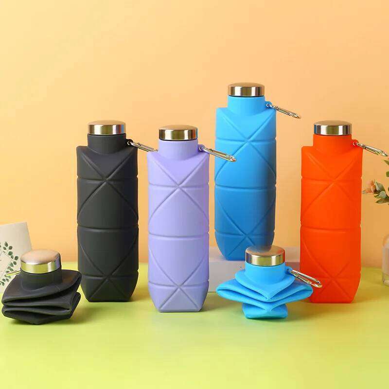 Silicone Anti-Fall Foldable Cup Outdoor Sports Portable Water Bottle Capacity 700 Ml With Mountaineering Buckle S260303