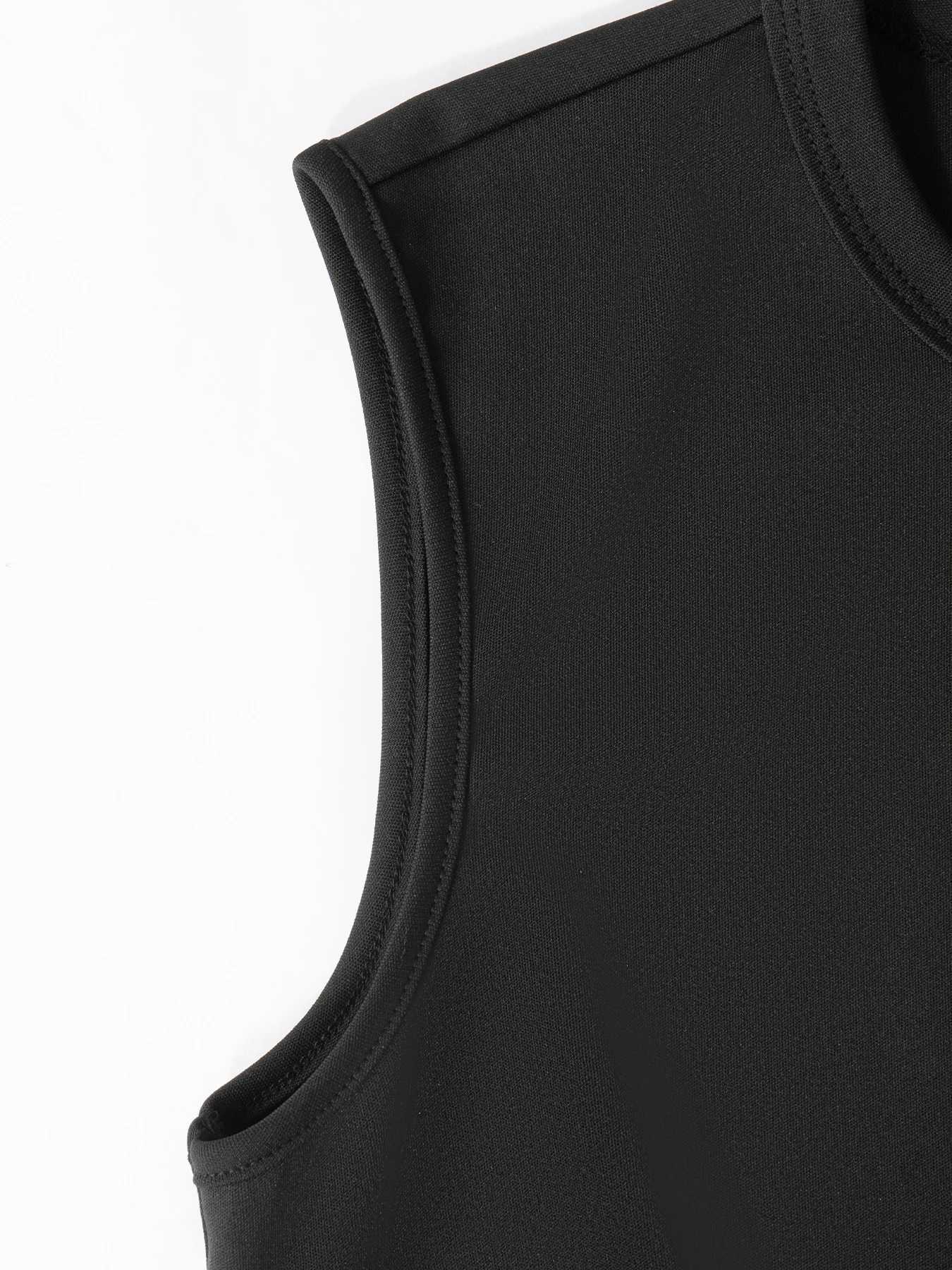 Women Dress Sleeveless Crew Neck Solid Bodycon Mini Dress Sleek Spring Summer Minimalist Dress Office Party Flattering Outfit M260304