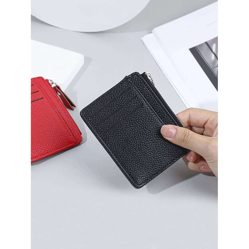 Zipper Holder - Textured Wallet with Card Slots & Cash Pocket, Slim Design, Multi-Functional Organizer for /Cards/Coins C260304