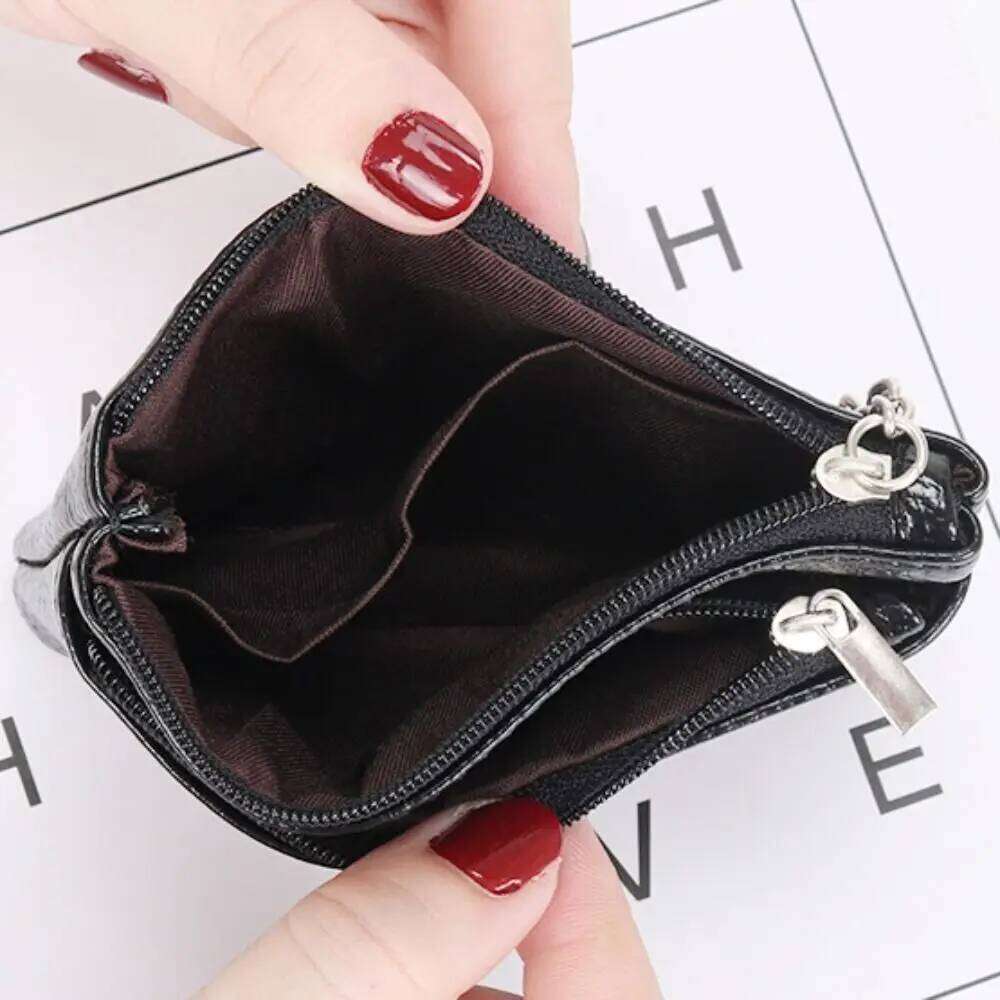Portable PU Coin Purse Zipper with Keychain Leather Purses Mini Solid Color Small Wallet C260304