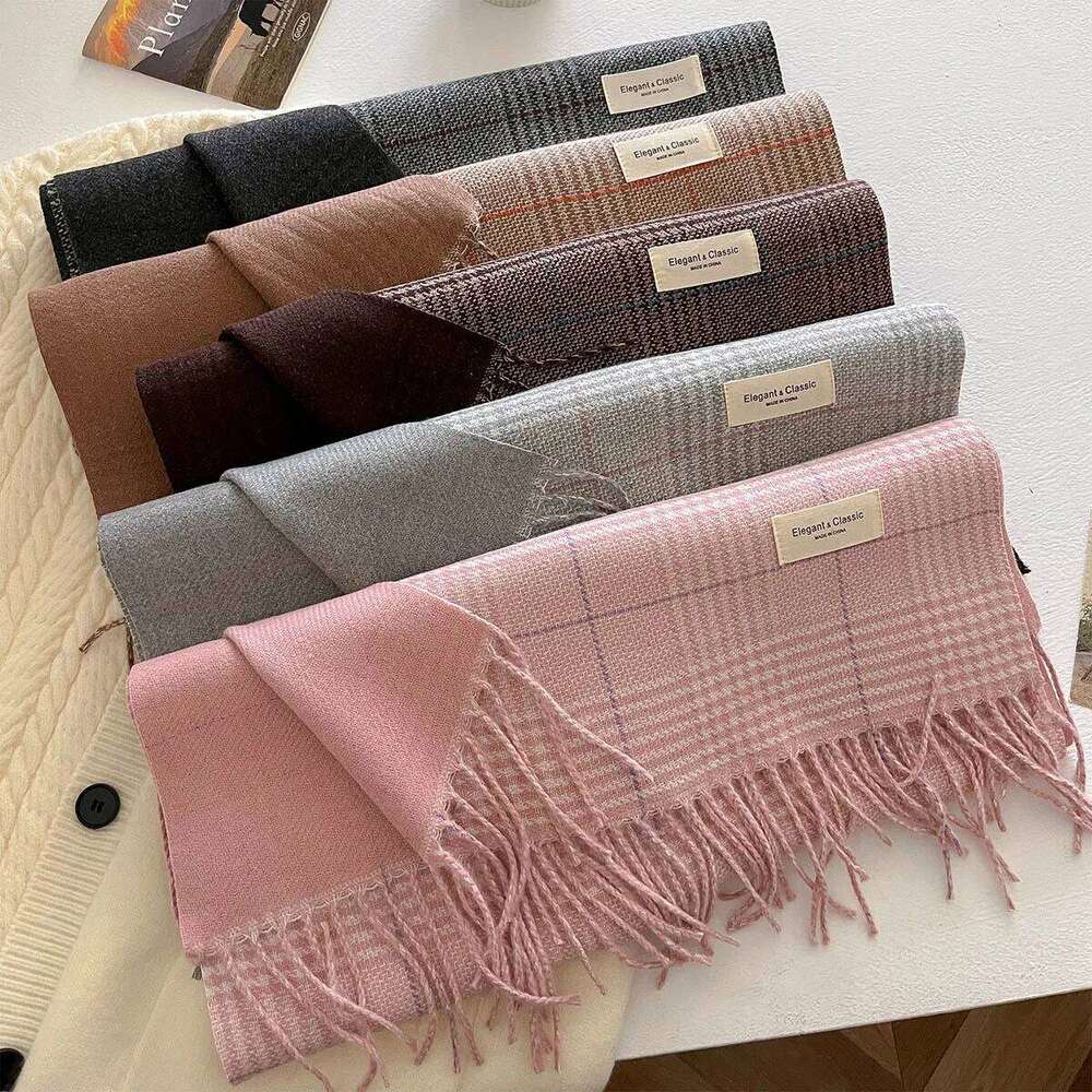 Winter Warmer Thickened Scarf For Women Men Autumn Tassel Pashmina Shawl Elegant Faux Cashmere Warps Luxury Ladies Blanket XJ260304