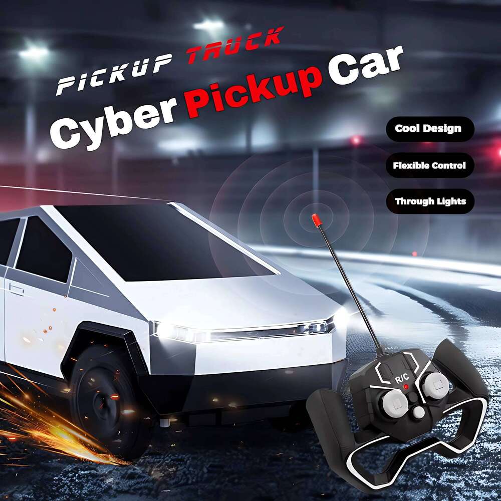 1:24 Scale RC Cyber Pickup Truck 4WD Off-Road Remote Control Car 2.4GHz High-Speed Dual Motor LED Light Vehicle Toy Boy's Childr Z260303