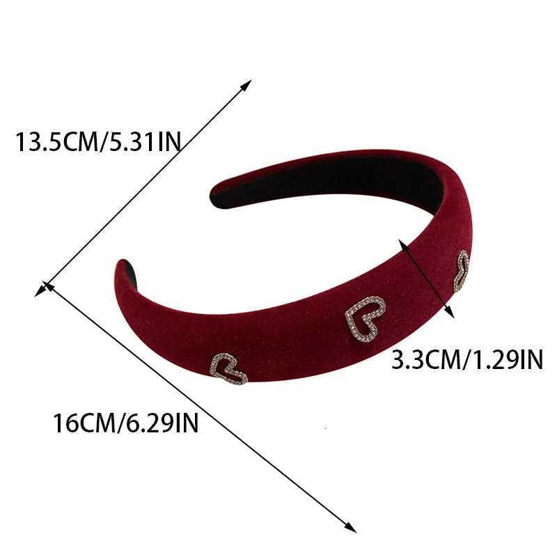 Retro Flocking Rhinestone Wine Red Black Velvet Headband Female Temperament Fashion Girl Headband H260304 - view 3