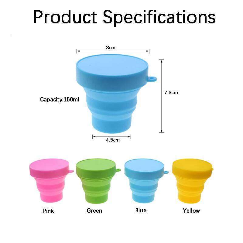1PC Silicone Folding Cup For Outdoor Travel Convenient To Carry Heat-resistant Safe Hygienic And Environmentally Friendly S260303