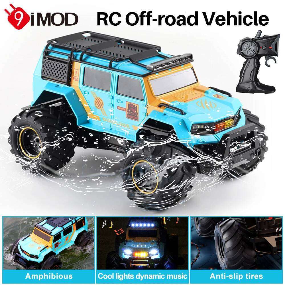 9IMOD 1/16 RC Amphibious Stunt 2.4G 4WD Police Car Waterproof Climbing Off-road Vehicle Cool Lights Dynamic Music Z260303