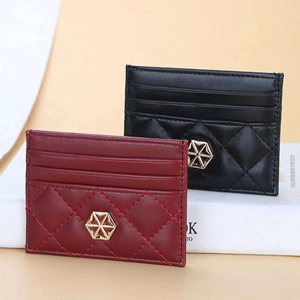 1Pcs Fashionable Simple Diamond-Patterned Holder, Compact Credit Holder Women, High-Quality Pu Leather C260304