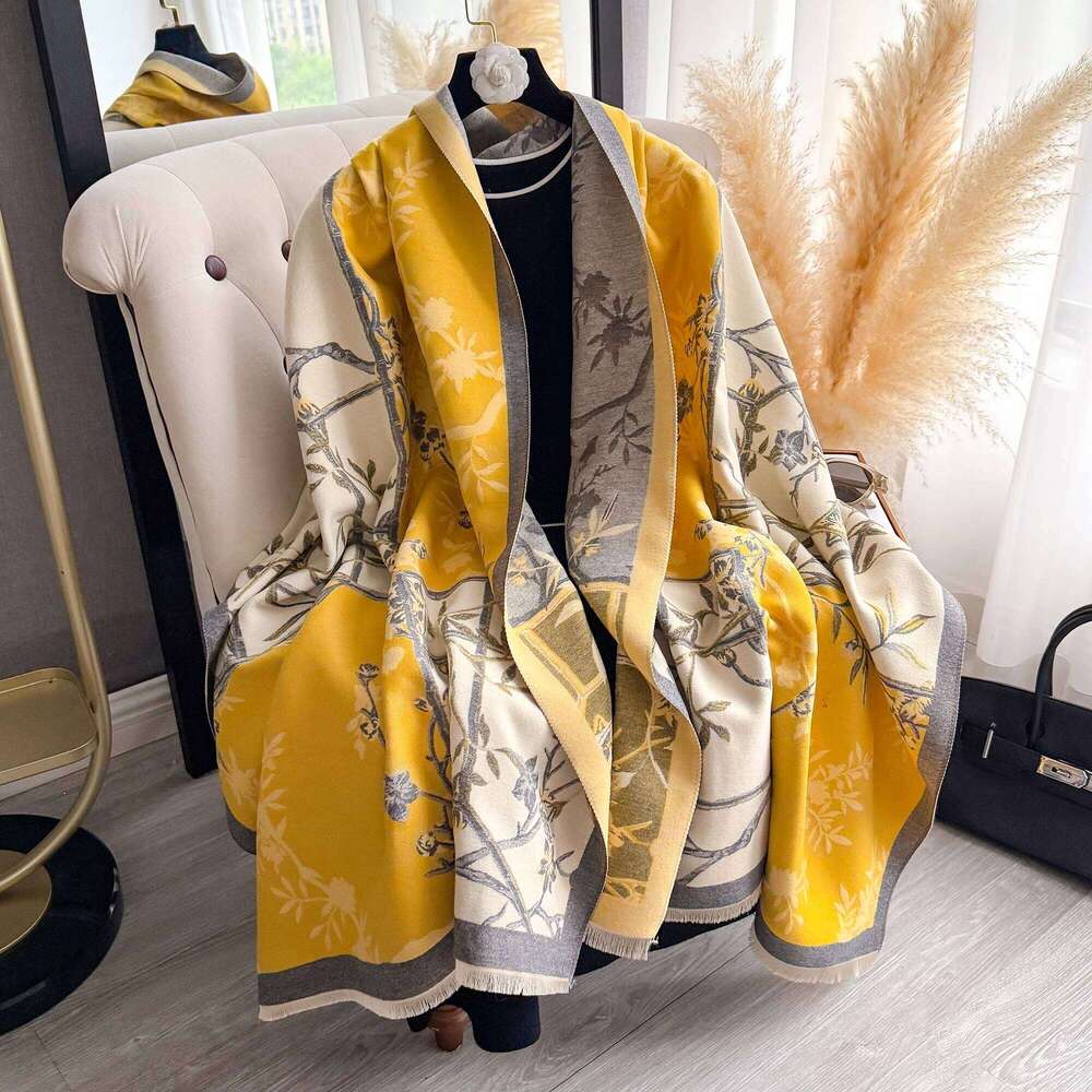 Autumn Winter Faux Cashmere Scarf for Women - Warm Neck-Care Shawl Wrap, New Jacquard Design, Convertible to Blanket XJ260304