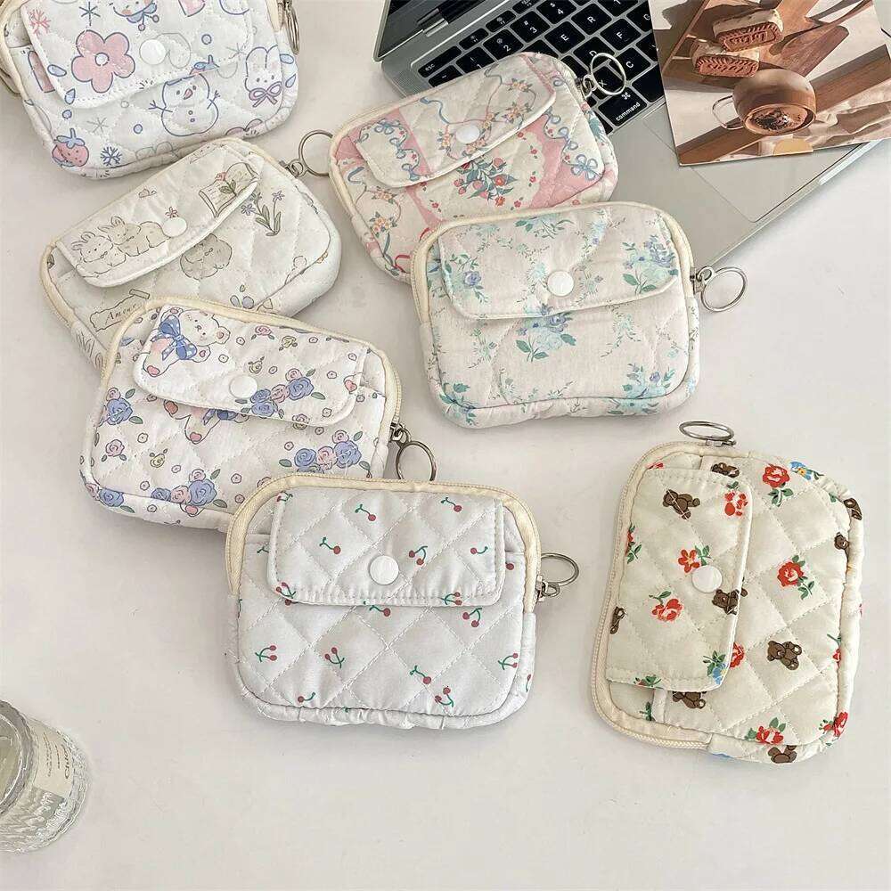 Cute Cartoon Print Coin Purse High Quality Kawaii Wallet for Women New Small Earphone Key Bank Card Storage Bag Pouch Travel C260304