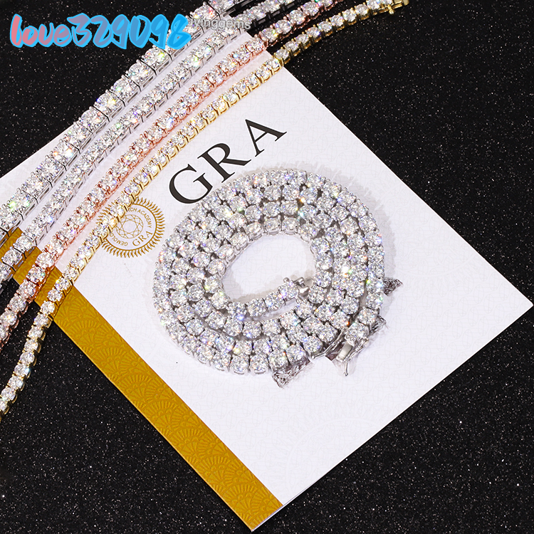 In Stock Wholesale Price 2mm-6mm D Color VVS Moissanite Diamond S925 Silver Tennis Chain Necklace Bracelet