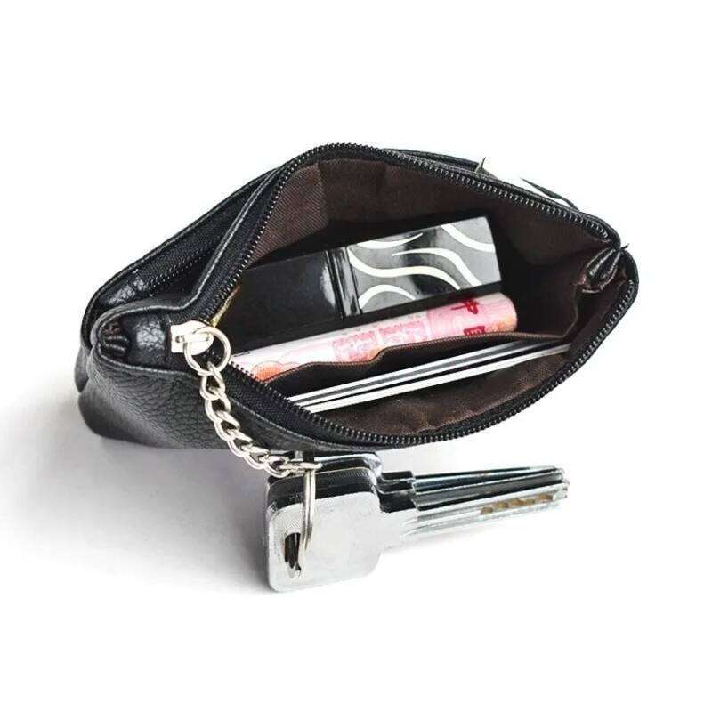 Mini PU Leather Coin Purse, Multifunctional Zipper Keychain Wallet, Fashion Card Holder for Women C260304