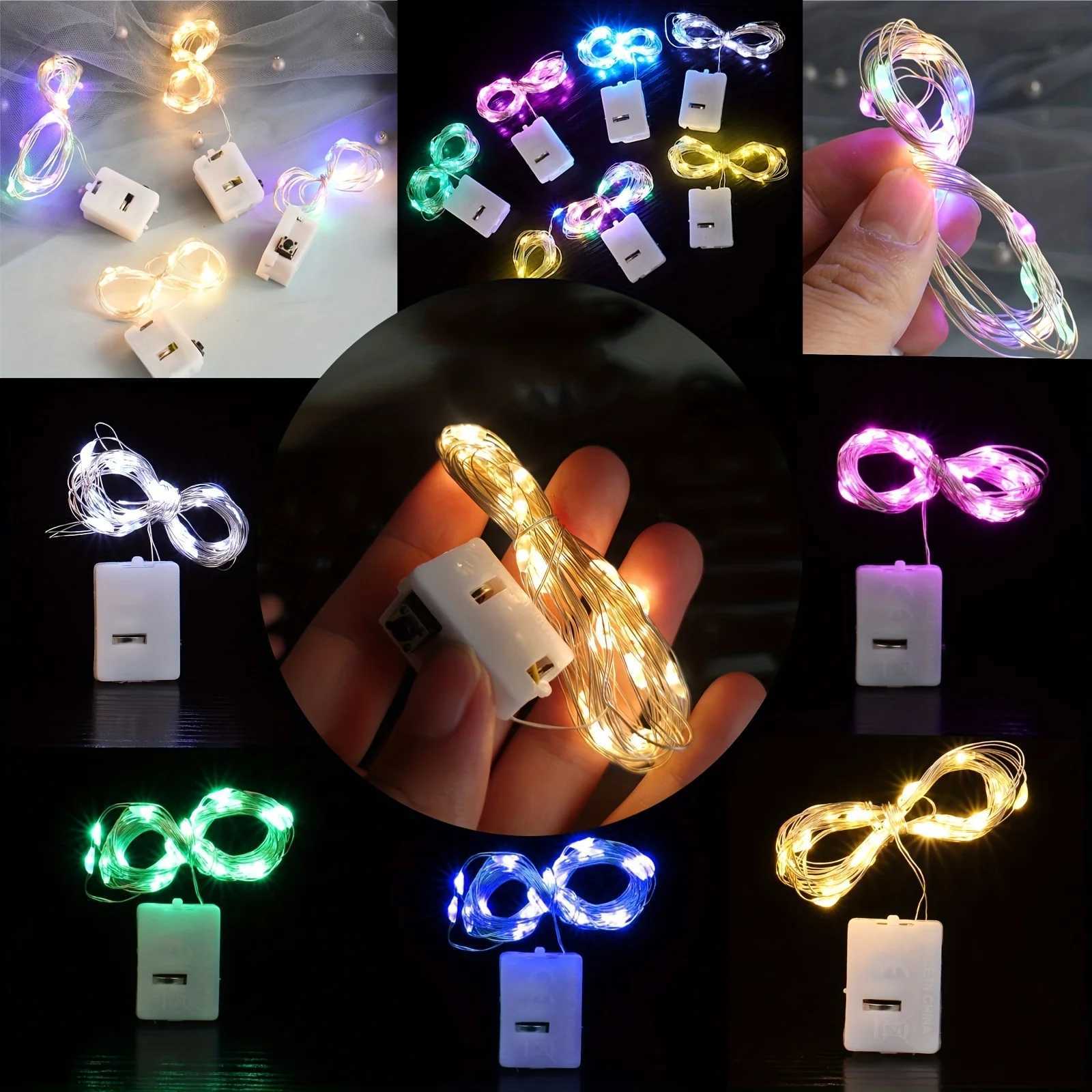 5Packs 1m LED String Lights 8 colors for Christmas atmosphere/birthday room decoration/camping/flowers/cakes/toy decoration H260304