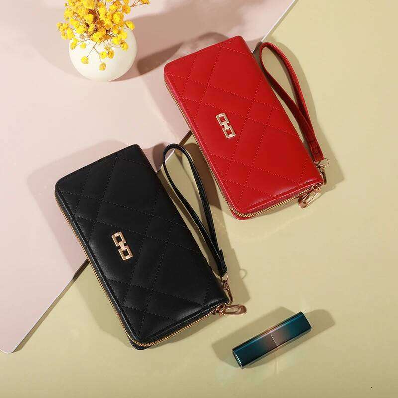 Zip Around Long Wallet, Women's Fashion Letter Detail Wristlet, Versatile Phone Wallet With Zipper Pocket C260304