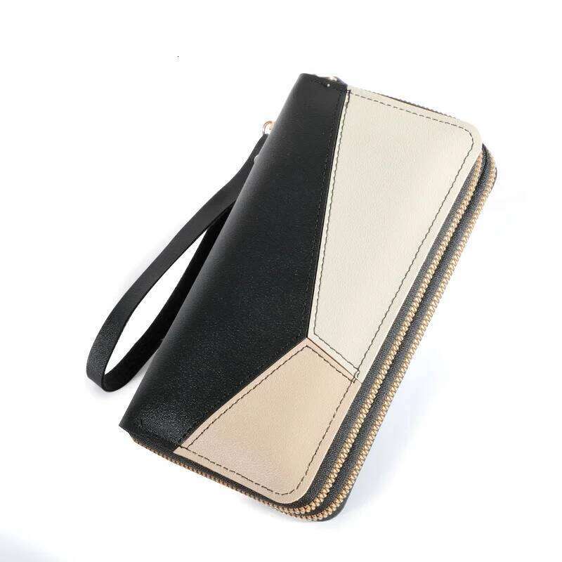 2024 New Women's Long Zipper Student Wallet Korean Edition Color blocked Large Capacity Handheld Phone Bag C260304