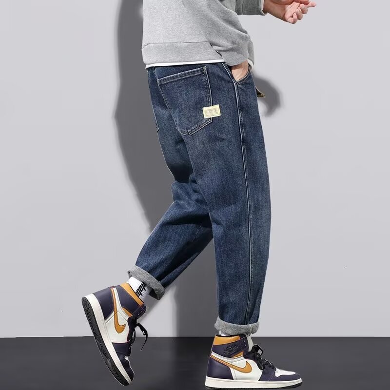American Vibe High Street Men's Jeans Street Fashion Brand Designer Pants INS Loose Straight Fit Versatile Casual