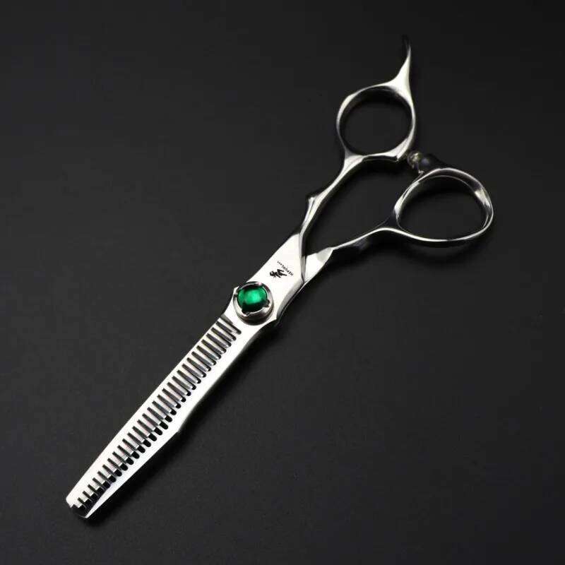 Professional JP440c steel 6 '' green gem hair cutting barber tools Tiger haircut thinning shears hairdresser scissors H260303