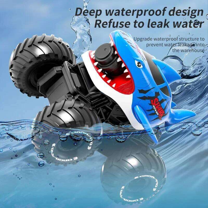 Rc Shark Car Amphibious 2 In1 Electric Water Gun Truck 10M Long Range 2.4G Remote Control Offroad Buggy Vehicles Racing Cars Toy Z260303