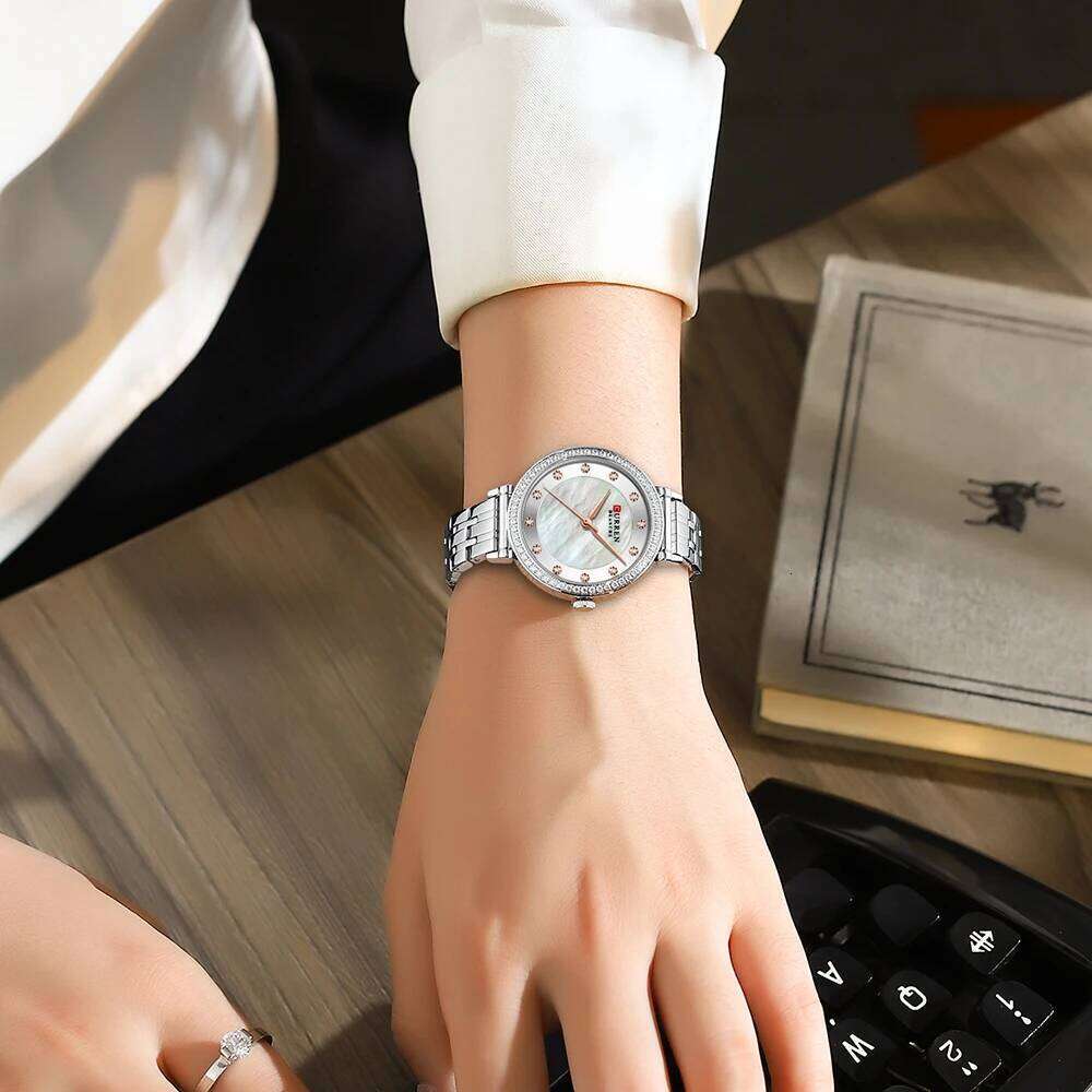 CURREN Top Brand Simple Fashion Quartz Stainless Steel Classic Elegant Diamond Waterproof Ladies Watch Reloj Mujer XJ260303