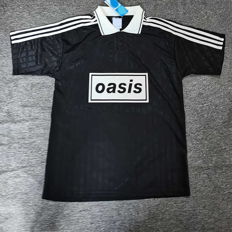 2526 Three-Leaf Oasis OASIS Band Collaboration Black Short-Sleeve Football Jersey S-4XL H260304