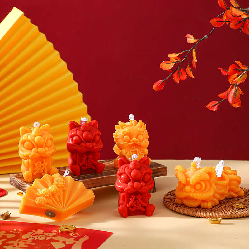 New Chinese Style Lion Awakening Gourd Yuanbao Aromatherapy Candle Home Decoration Photography Prop Wedding Gift W260304