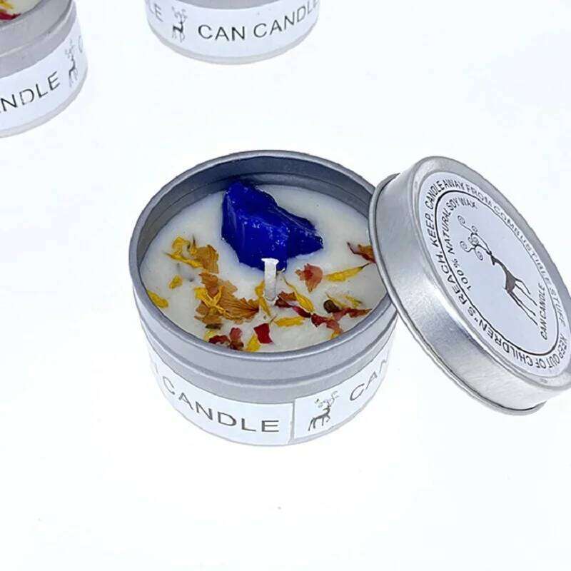 Scented Long Lasting Soy Candles Crystal Stone Dried Flower Smokeless Fragrance for Home Decorstion Candle Jar W260304