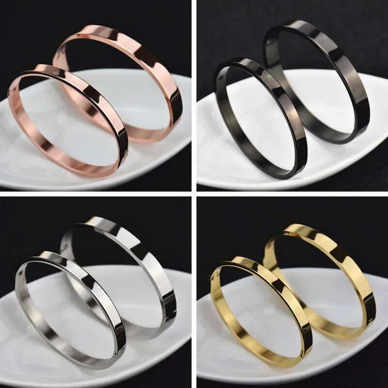 3 pcs Stainless steel 4mm 6mm 8mm width blank DIY Cuff Friendship lovers Bangle Couples Bracelet for Men women XJ260303