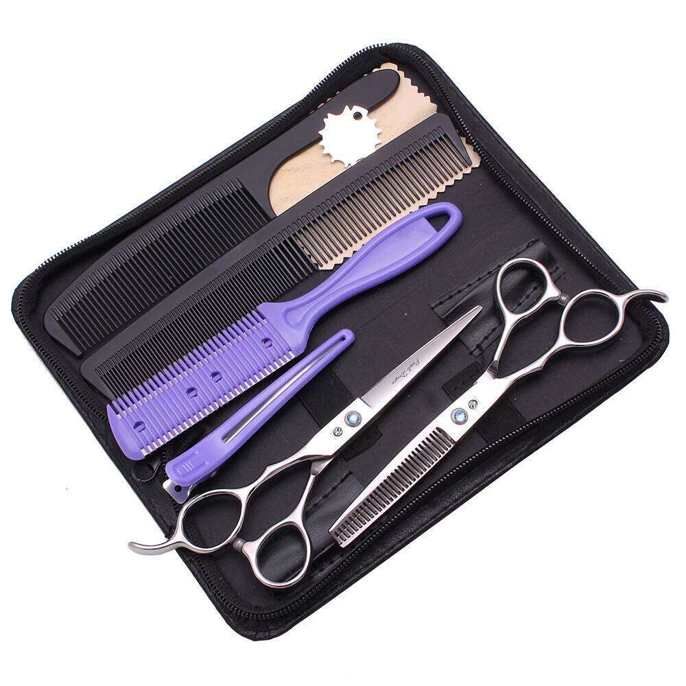 Left Hand Hairdressing Purple Dragon 6'' Barber Shop Cutting Shears Thinning Professional Hair Scissors Z8001 H260303