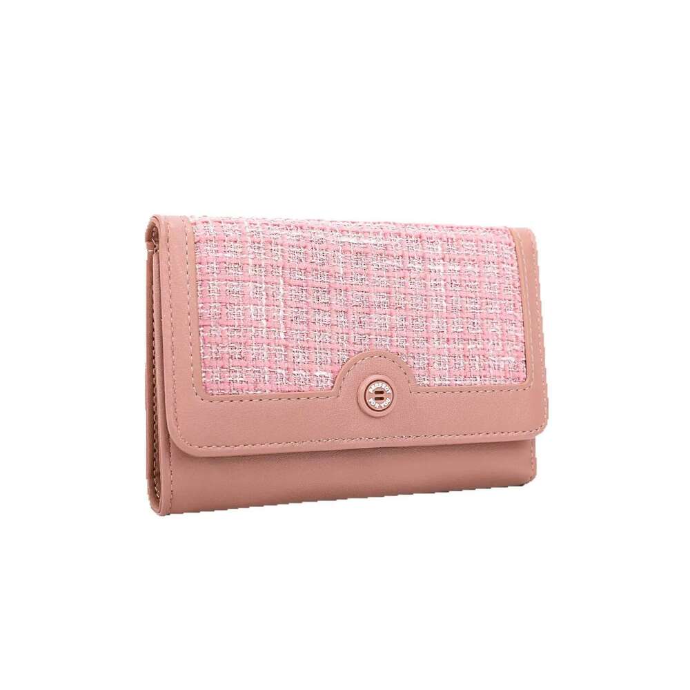 Fashionable buckle, versatile ladies' and color-blocking wallet, 50% off small change storage, short wallet C260304