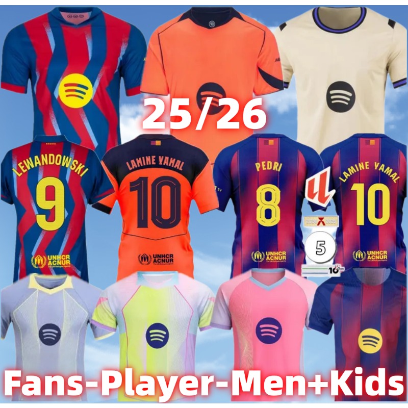 25 26 Barcelone LAMINE YAMAL Lewandowski RASHFORD soccer jerseyS OLMO GAVI Raphinha FERRAN 2025 2026 BARCELONAS football shirt home men kids kit fans player