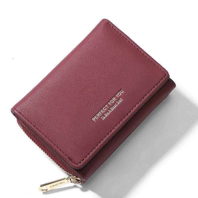 New Fashion Short Women Multifunctional Simple Folding Multi-card Slot Card Bag Zipper Coin Purse Ladies PU Wallet C260304