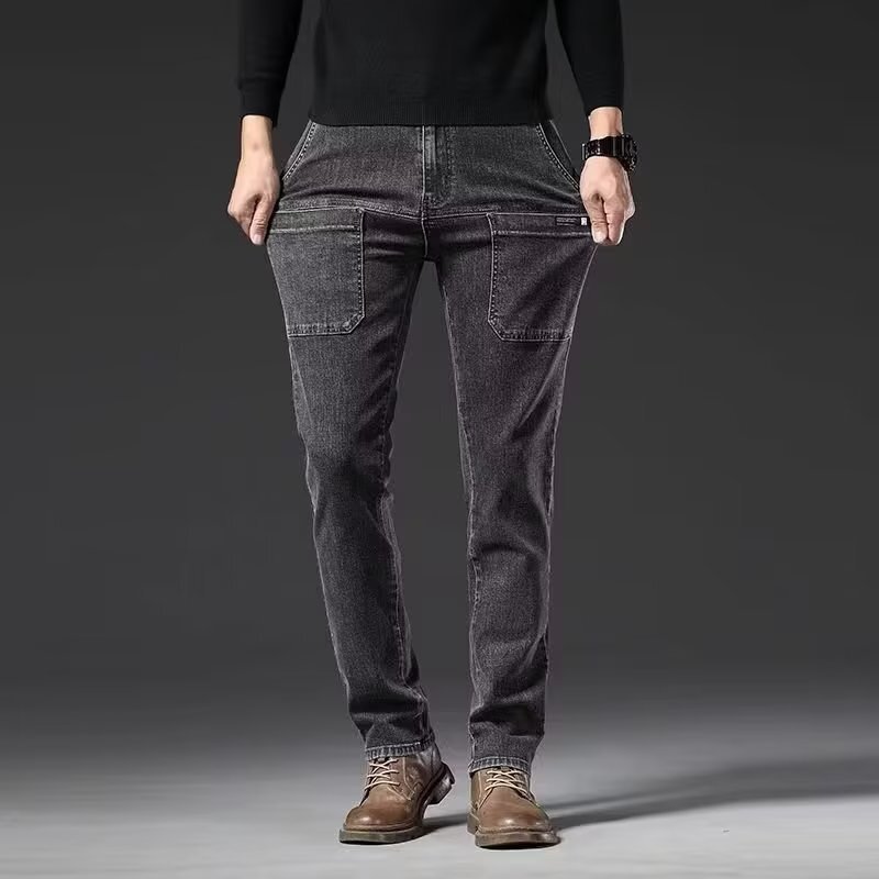 Stretchy Men's Designer Pants Jeans New Autumn And Winter Trendy Versatile Multi-pocket Straight Slim-fit Casual Pants Fashionable